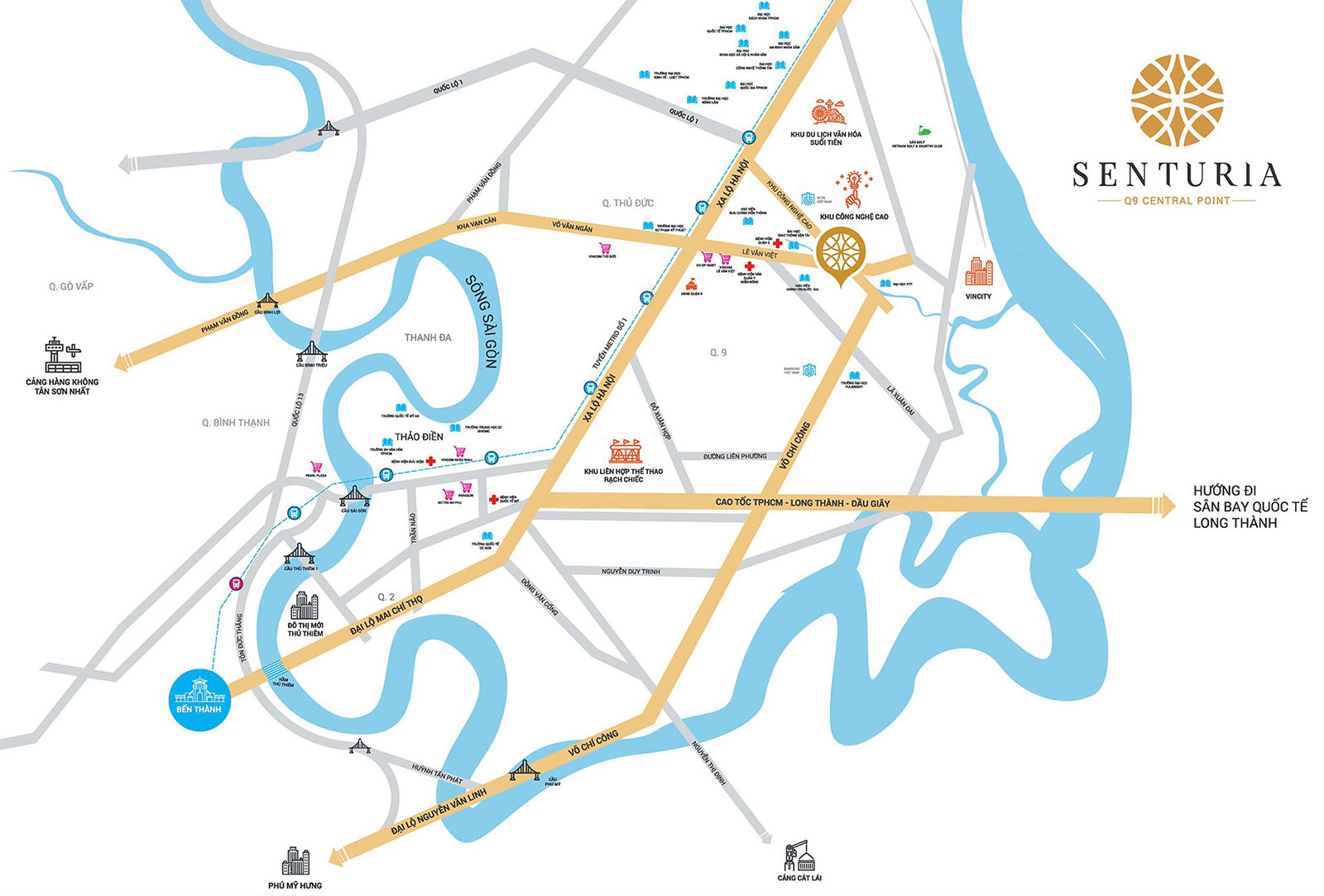 Vị trí dự án biệt thự Senturia Q9 Central Point