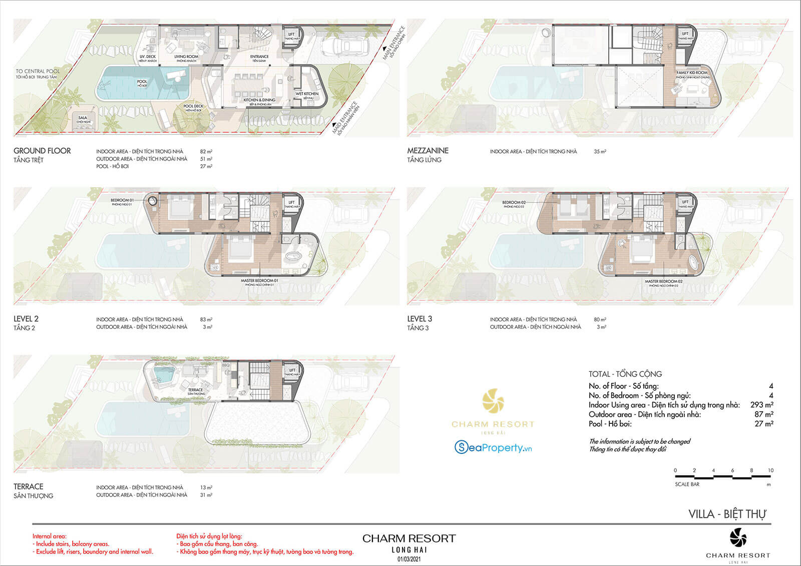 Layout tầng biệt thự Charm Long Hải Resort