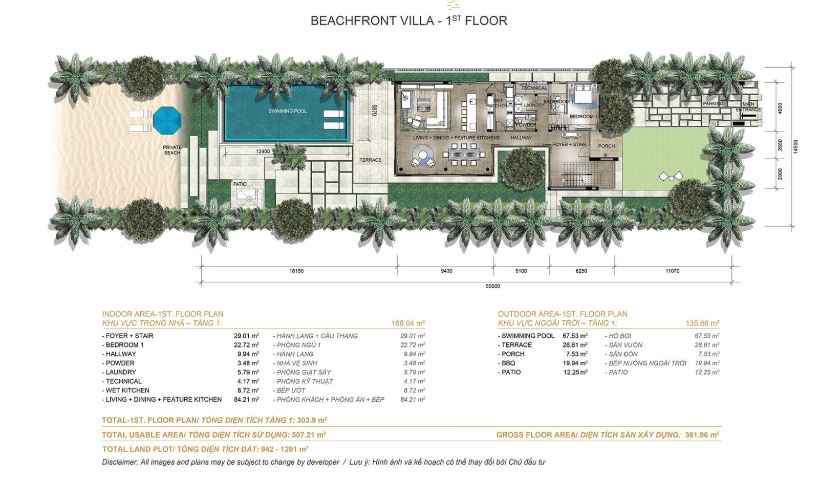 Beachfront Villa Melia Ho tram The Hamptons 4 phong ngu